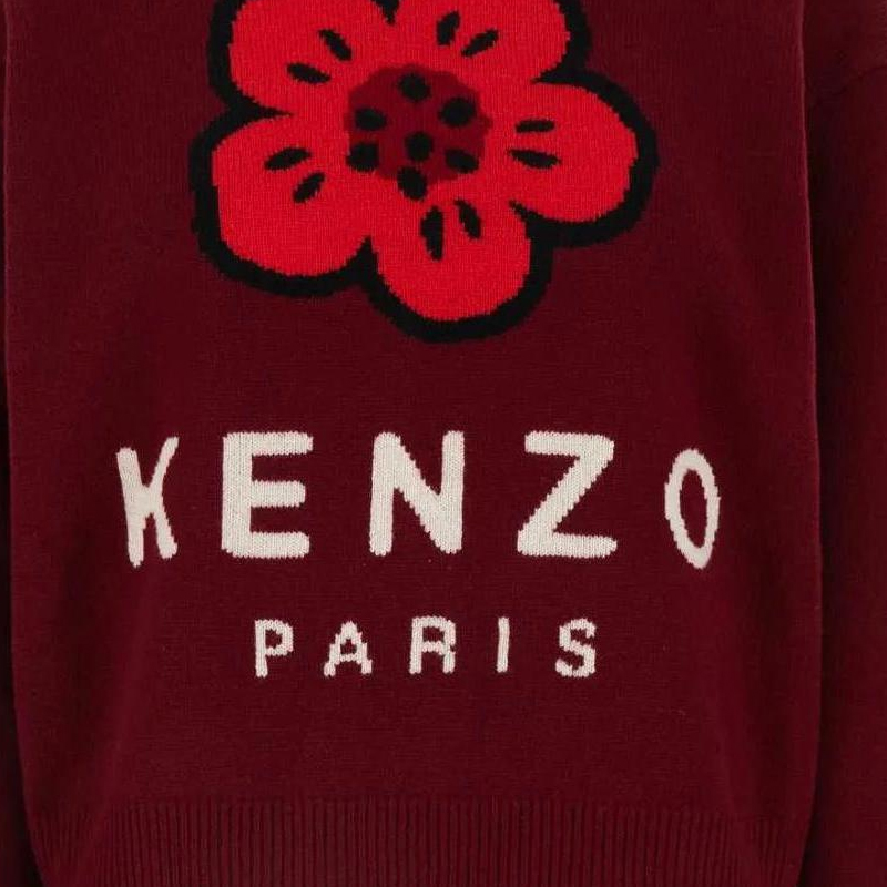 Purchase (W) KENZO 紅色花卉針織短版長袖圓領毛衣 FE62PU4903LD-23