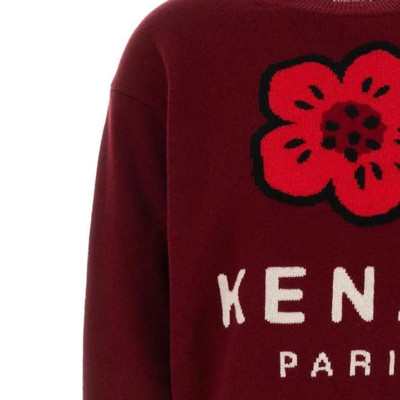 Details for (W) KENZO 紅色花卉針織短版長袖圓領毛衣 FE62PU4903LD-23
