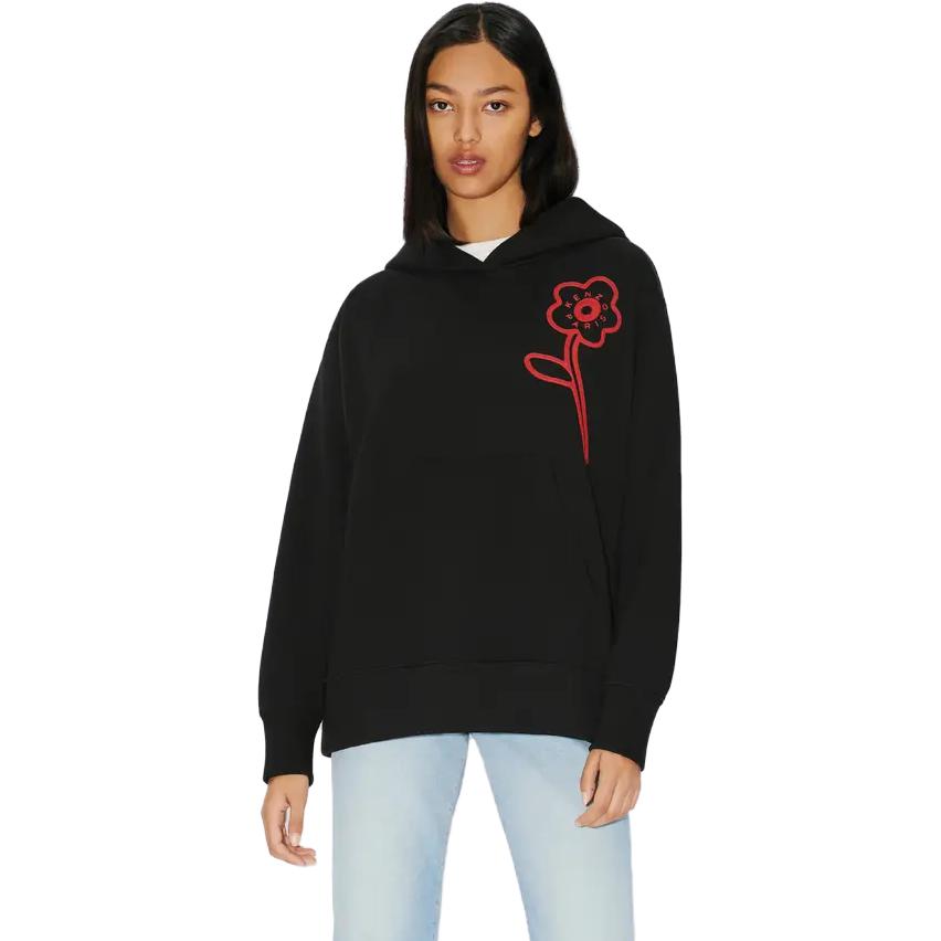 (Women) KENZO  Floral Letter Hoodie Black FD62SW0704MF-99 圖 5