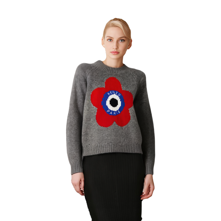 (Women) KENZO  Floral Print Crewneck Long-Sleeve Sweater Grey. FD62PU4123BC94 圖 4