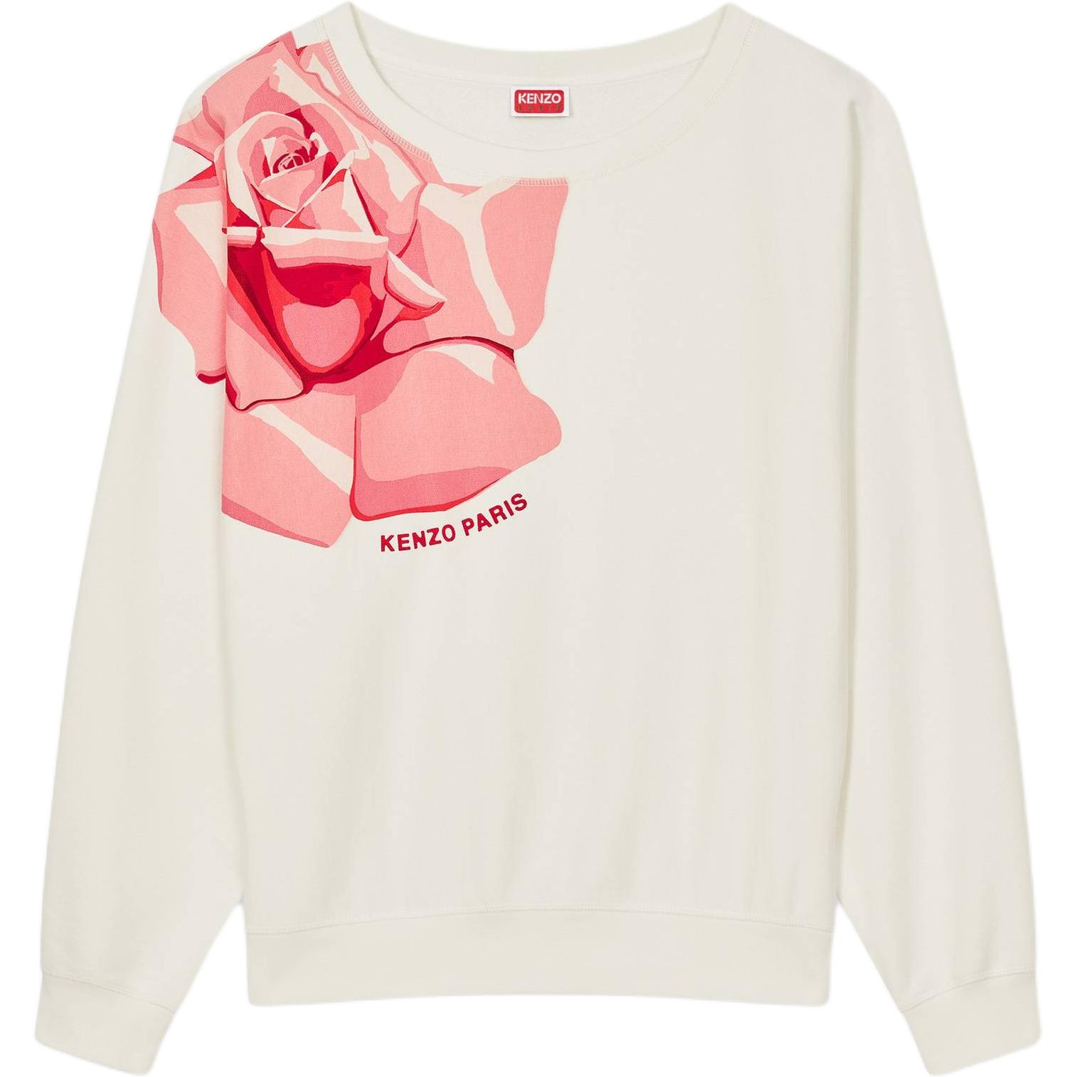 (Women) KENZO  Floral Print Crewneck Pullover Sweatshirt White FE52SW1164MF-02