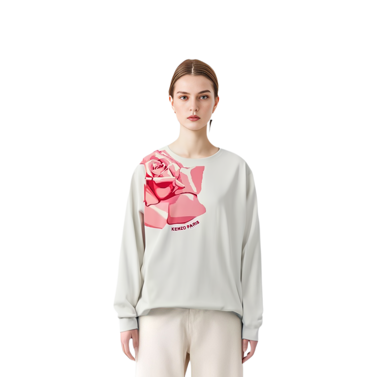 Shop (W) KENZO Sudadera con Estampado Floral en Blanco FE52SW1164MF-02