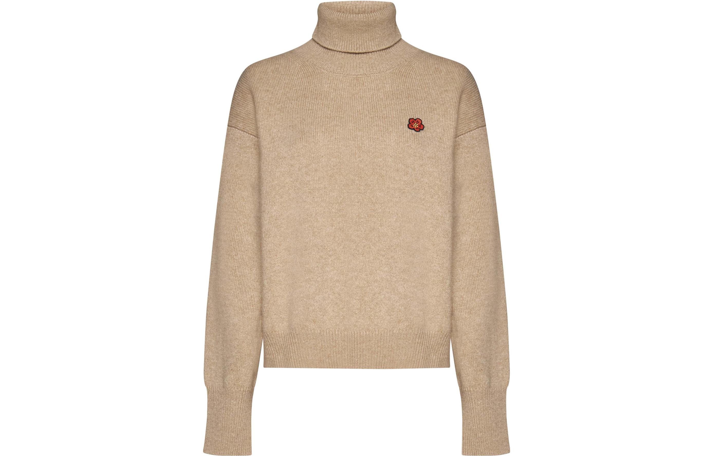 (Women) KENZO  Floral Print Turtleneck Sweater Khaki Color. FD62PU4323LC87