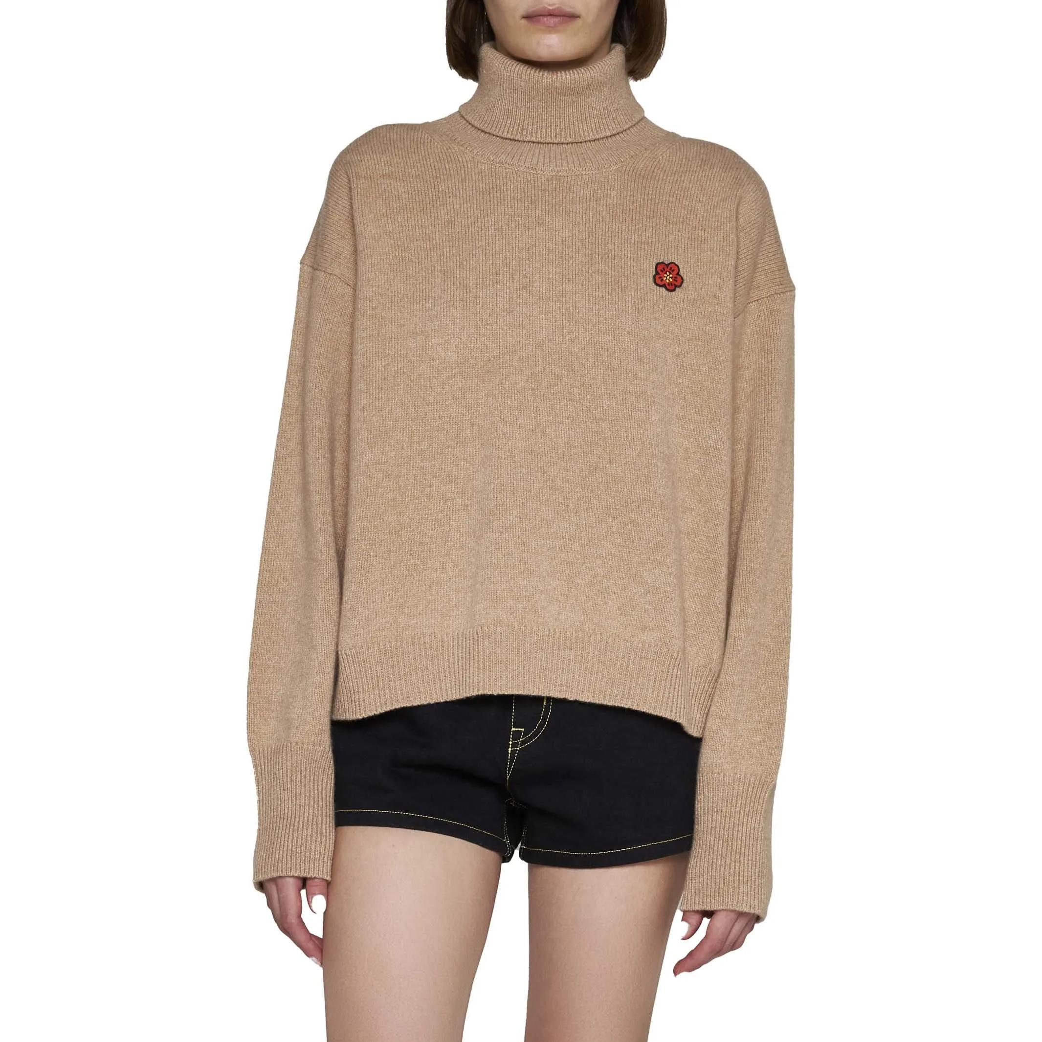 Shop (W) 겐조 플로럴 프린트 터틀넥 스웨터 카키 컬러. FD62PU4323LC87