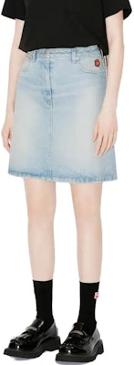 (W) KENZO Skirt Denim Mini Cetak Bunga Zip Biru Muda. FD62DJ2746B8-DS Shop (W) KENZO Skirt Denim Mini Cetak Bunga Zip Biru Muda. FD62DJ2746B8-DS