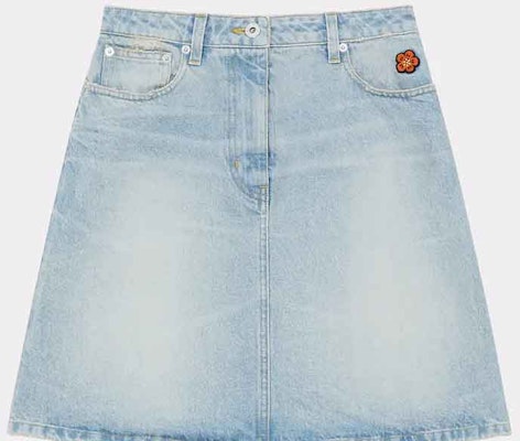 (W) KENZO Skirt Denim Mini Cetak Bunga Zip Biru Muda. FD62DJ2746B8-DS Sizing (W) KENZO Skirt Denim Mini Cetak Bunga Zip Biru Muda. FD62DJ2746B8-DS