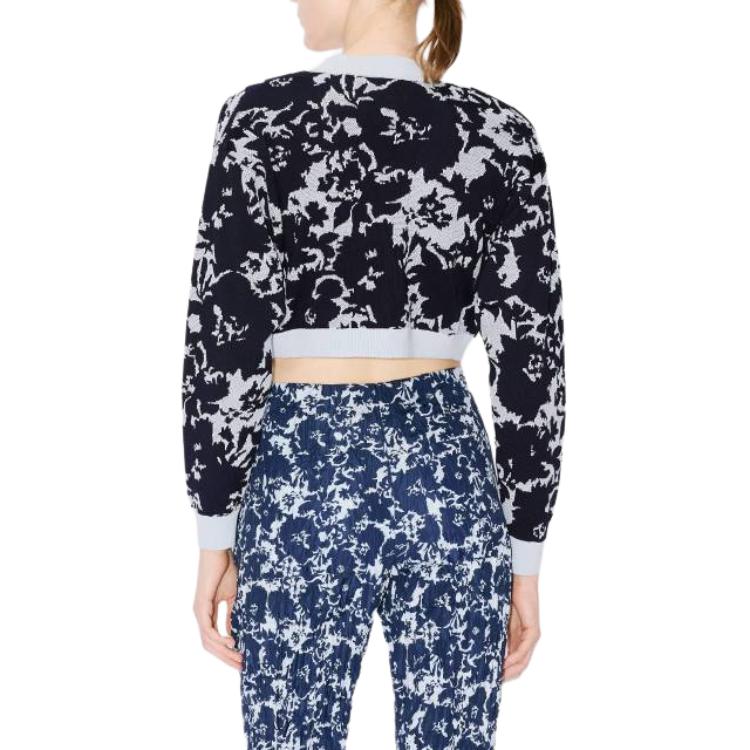 Details for (W) KENZO 플로럴 브이넥 버튼업 니트 가디건 블루. FE52CA4553CG-77