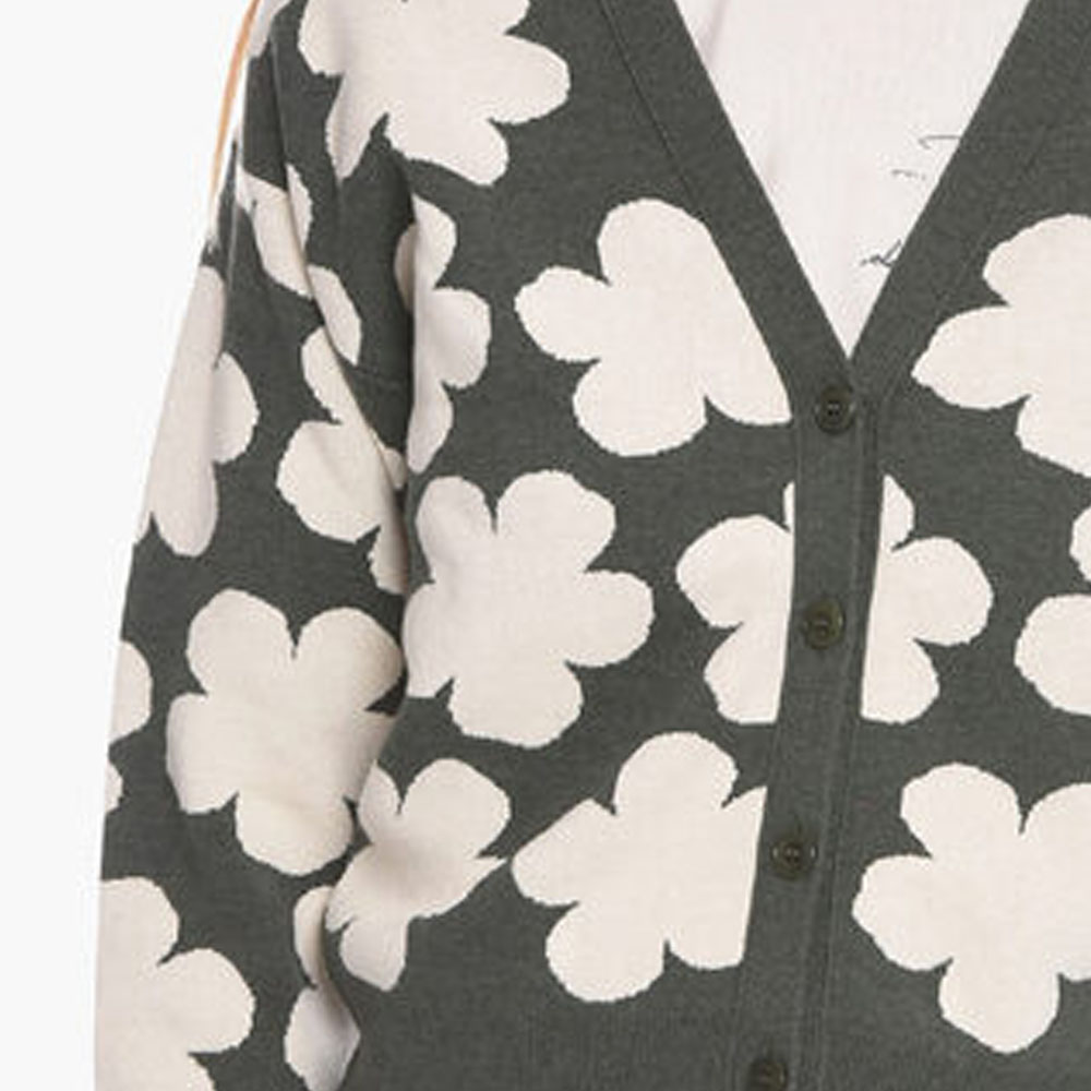 Details for (W) KENZO Kardigan Blaus Bunga Hijau Jacquard Butang Wool. FC62CA3263CO-51