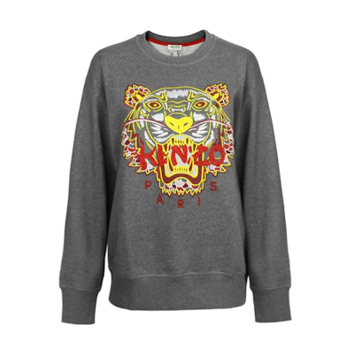 (Women) KENZO Grey Tiger Embroidered Crewneck Sweatshirt. F862SW7404XU-97