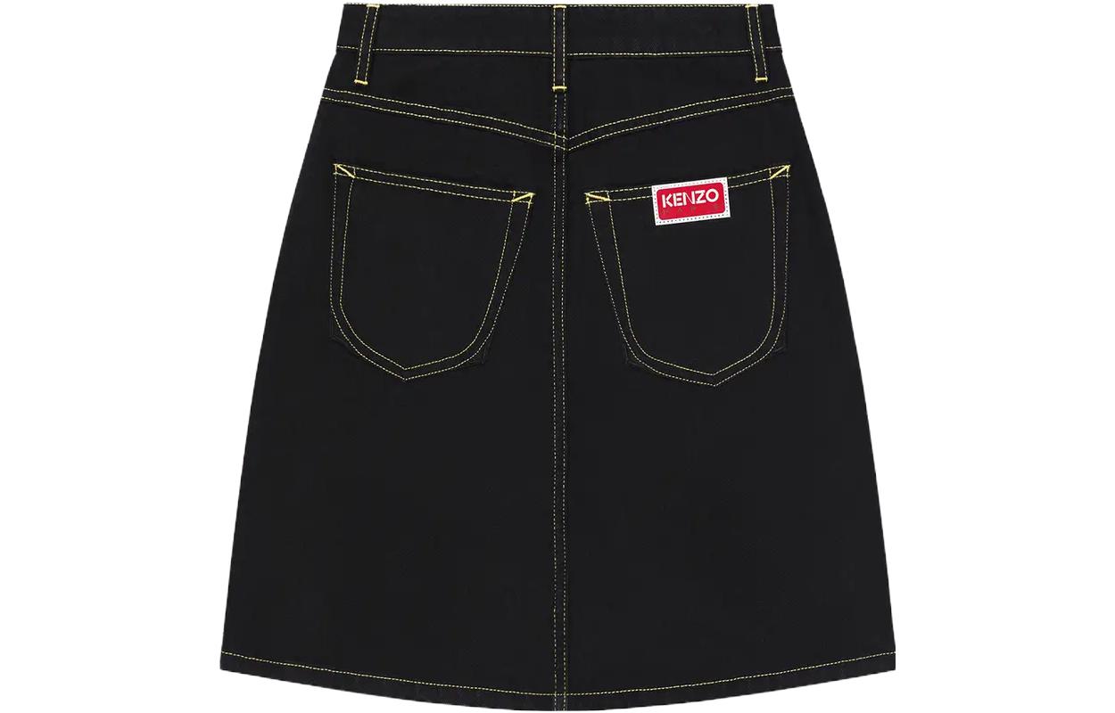 Lookbook (W) KENZO 高腰纽扣直筒黑色休闲裙 FE52DJ2746C1-BM