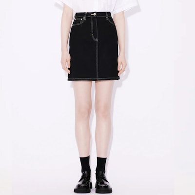 (W) KENZO 高腰纽扣直筒黑色休闲裙 FE52DJ2746C1-BM Shop (W) KENZO 高腰纽扣直筒黑色休闲裙 FE52DJ2746C1-BM