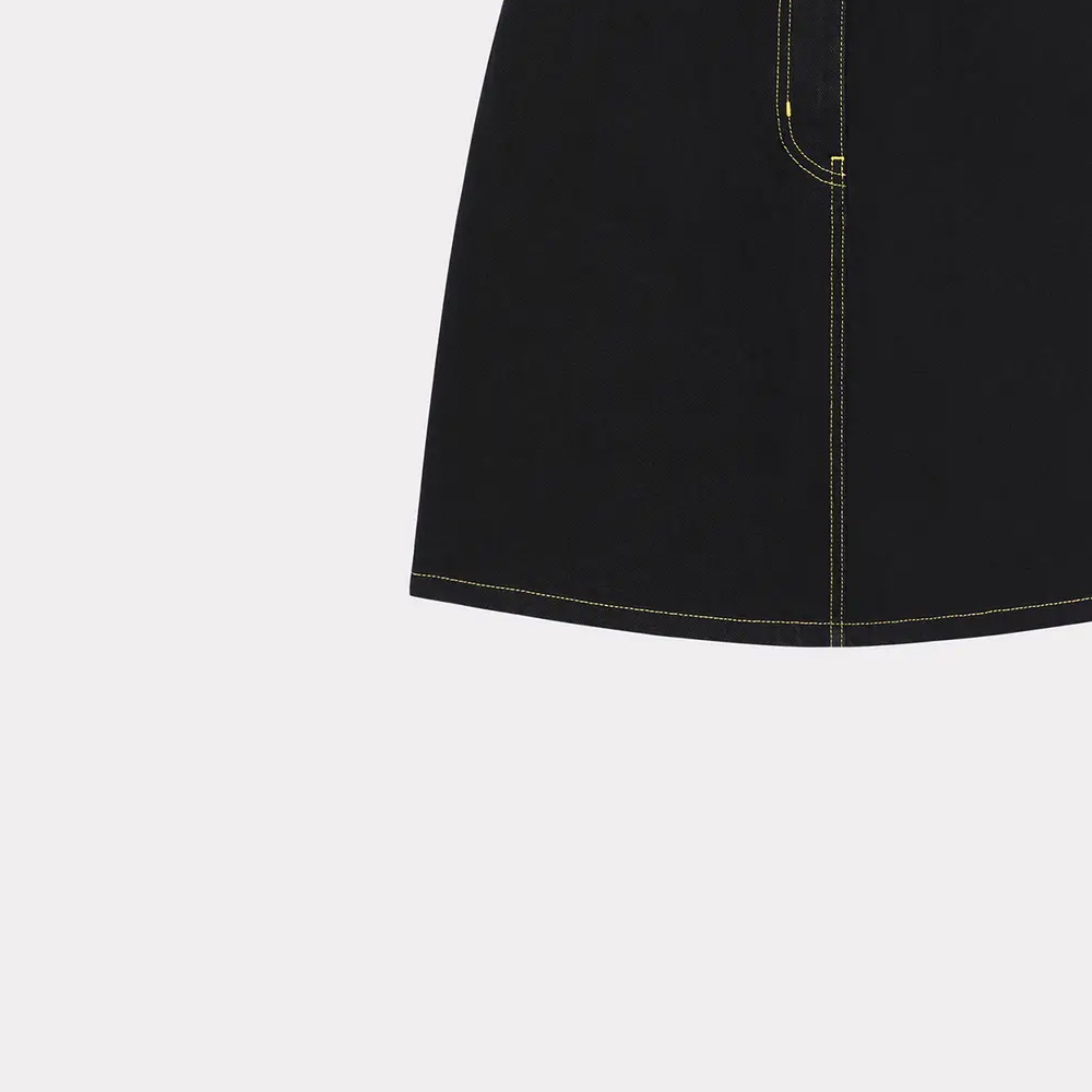 Cheap (W) KENZO 高腰纽扣直筒黑色休闲裙 FE52DJ2746C1-BM