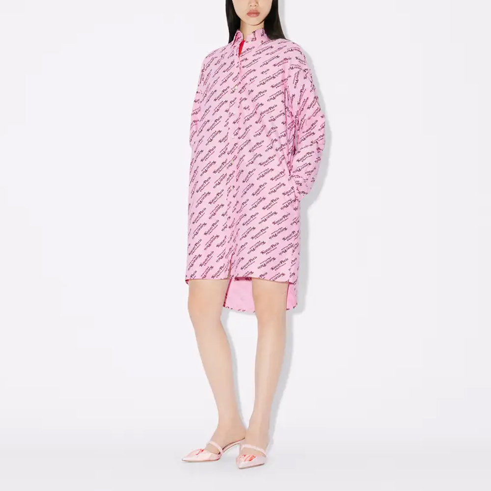 Shop (W) KENZO Gaun Lengan Panjang Tombol Motif Huruf - Rose Pink FE52RO0929D2-30