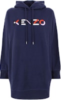 (Women) KENZO Logo Print Blue Hoodie Long Sleeve Dress FA62RO7724MOA-76 (Women) KENZO Logo Print Blue Hoodie Long Sleeve Dress FA62RO7724MOA-76