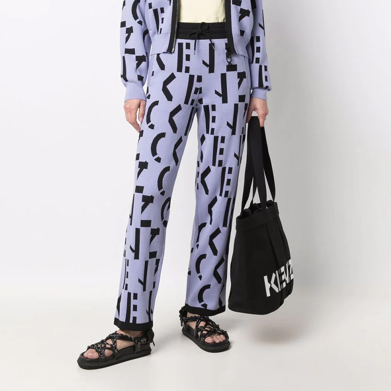 Lookbook (W) KENZO Seluar Kasual Logo Cetakan Pinggang Elastik. FC52PA6373SD-65