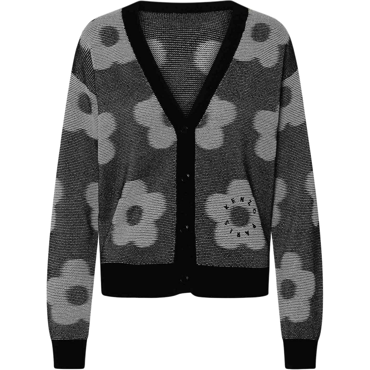 (Women) KENZO  Loose V-Neck Floral Knit Sweater in Gray. FD62CA4133CA-99J