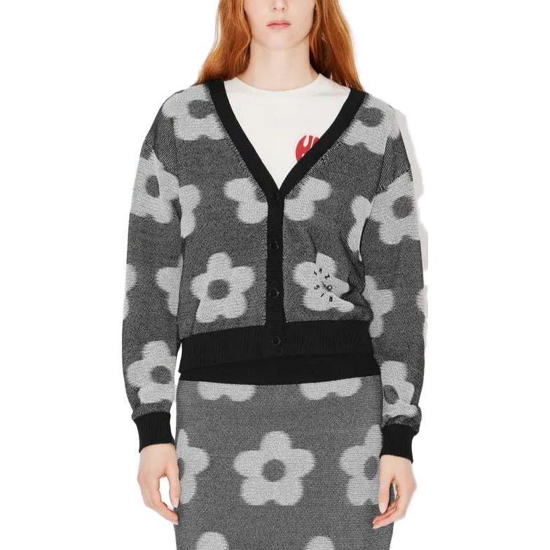 (Women) KENZO  Loose V-Neck Floral Knit Sweater in Gray. FD62CA4133CA-99J 圖 4