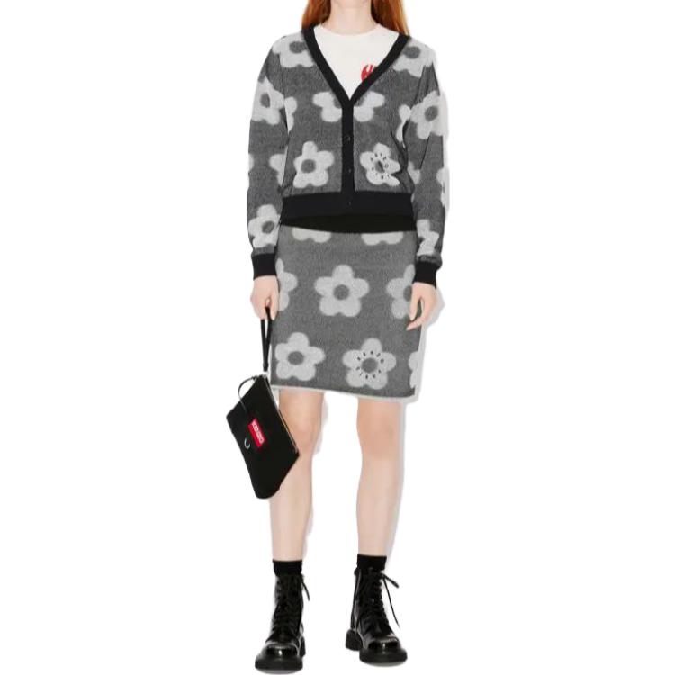 (Women) KENZO  Loose V-Neck Floral Knit Sweater in Gray. FD62CA4133CA-99J 圖 6