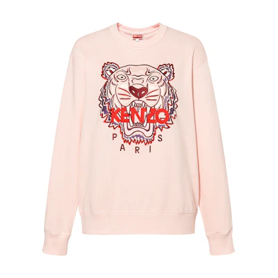 (Women) KENZO Pink Crewneck Sweatshirt with Letter Graphic Print. FD62SW8244MF-34