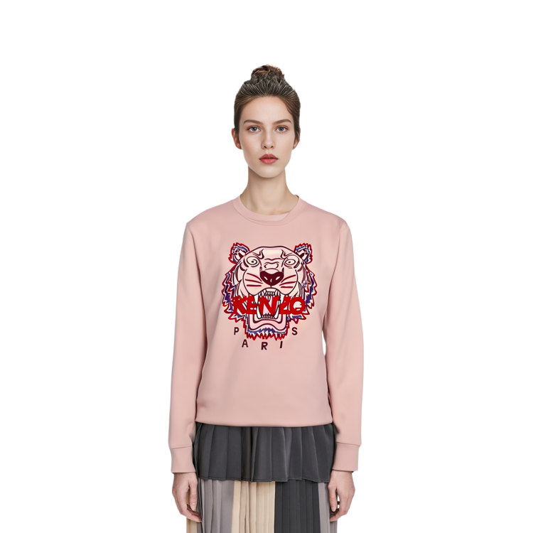 Shop (Women) KENZO  Pink Crewneck Sweatshirt with Letter Graphic Print. FD62SW8244MF-34