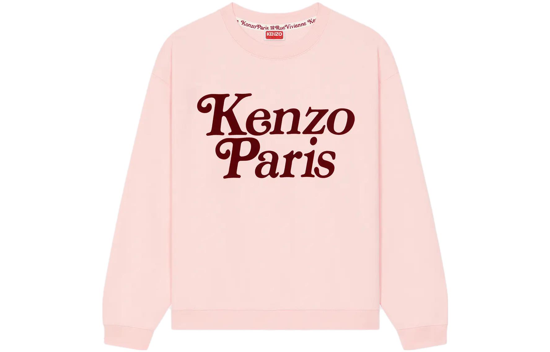 Buy (Women) KENZO  Pink Crewneck Sweatshirt with Logo Print Long Sleeves. FE52SW1274MF-34