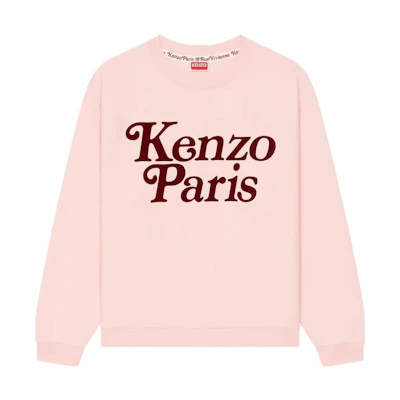 (Women) KENZO Pink Crewneck Sweatshirt with Logo Print Long Sleeves. FE52SW1274MF-34