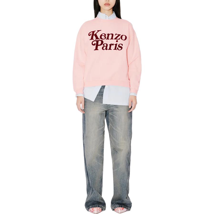 Shop (Women) KENZO  Pink Crewneck Sweatshirt with Logo Print Long Sleeves. FE52SW1274MF-34