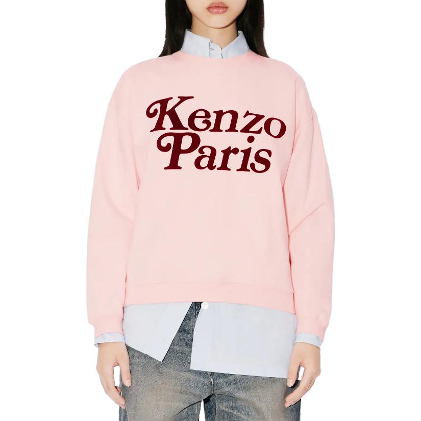 Details for (Women) KENZO  Pink Crewneck Sweatshirt with Logo Print Long Sleeves. FE52SW1274MF-34