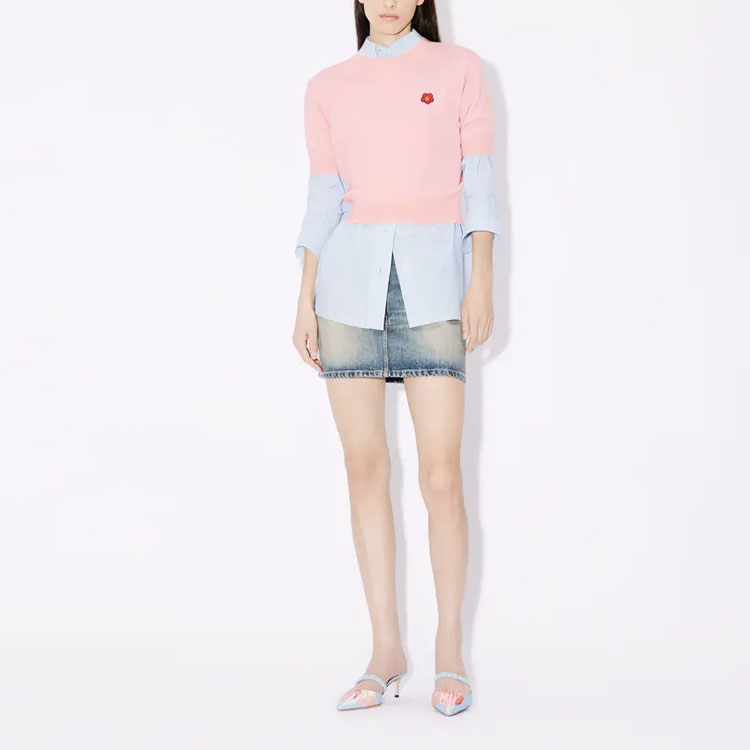 (Women) KENZO  Pink Floral Inlay Crewneck Short-Sleeve Sweater. FE52PU3833LB-34 圖 4