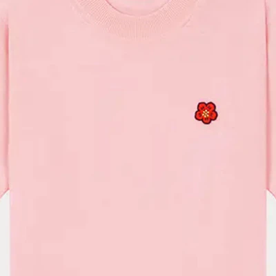 (Women) KENZO Pink Floral Inlay Crewneck Short-Sleeve Sweater. FE52PU3833LB-34 Sizing (Women) KENZO Pink Floral Inlay Crewneck Short-Sleeve Sweater. FE52PU3833LB-34