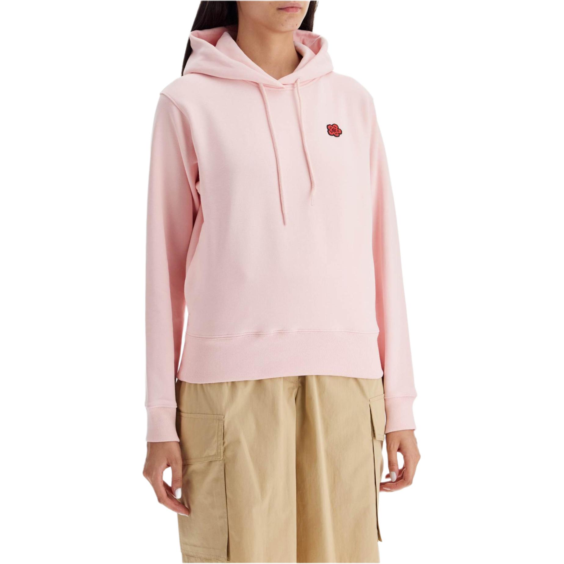 Lookbook (W) 겐조 핑크 로고 패치 프린트 후드 스웻셔츠. FE62SW1624MT-34