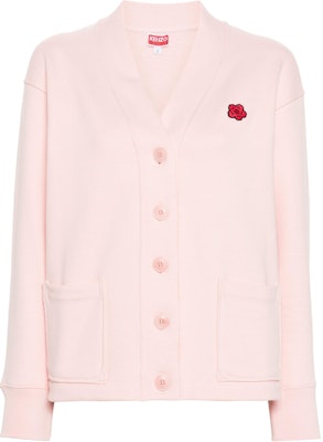 (W) 겐조 핑크 로고 프린트 패턴 브이넥 긴팔 가디건. FE62SW1644MT-34 Order (W) 겐조 핑크 로고 프린트 패턴 브이넥 긴팔 가디건. FE62SW1644MT-34