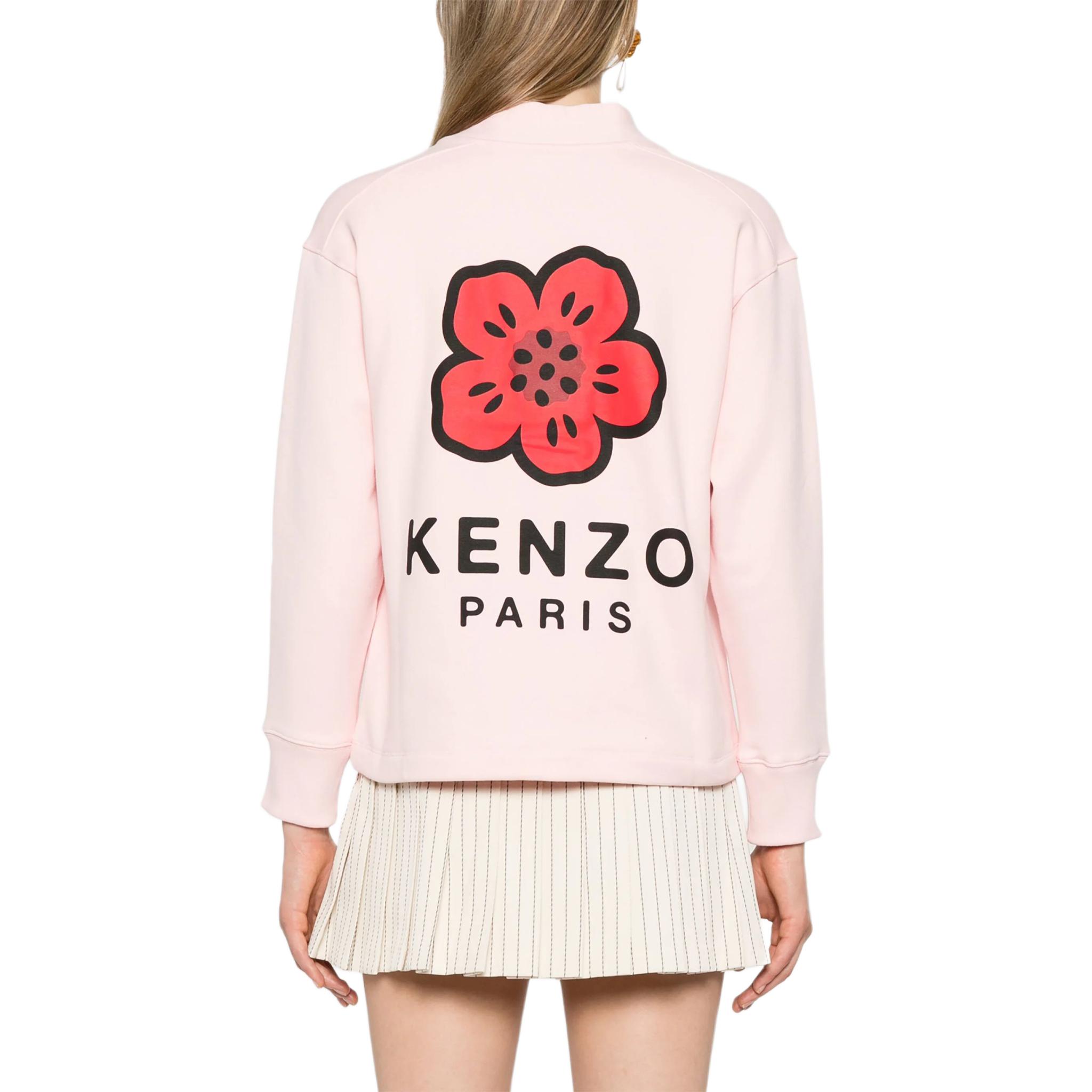 Shop (W) 겐조 핑크 로고 프린트 패턴 브이넥 긴팔 가디건. FE62SW1644MT-34