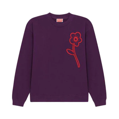 (Women) KENZO Purple Floral Print Crewneck Long Sleeve Sweatshirt. FD62SW0714MF-80