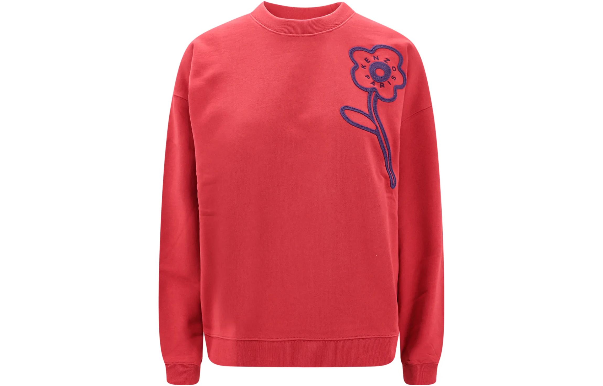 (Women) KENZO  Red Floral Letter Print Crewneck Sweatshirt. FD62SW0714MF-22