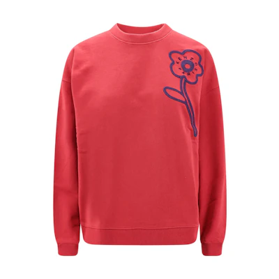 (Women) KENZO Red Floral Letter Print Crewneck Sweatshirt. FD62SW0714MF-22