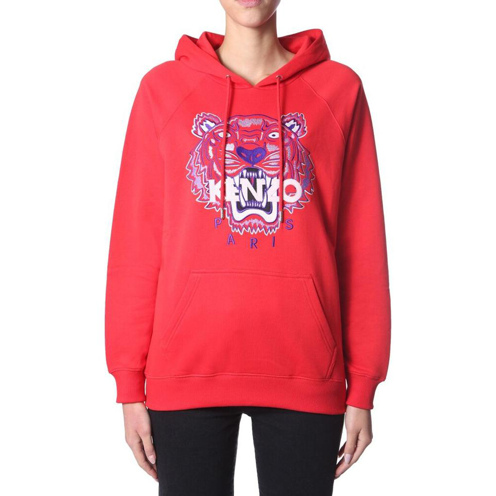 (Women) KENZO  Red Hoodie with Animal Print Design. FA52SW8834XA-21