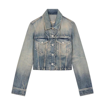 (Women) KENZO Single-Breasted Denim Jacket in Blue. FE52DV2456I7-DY