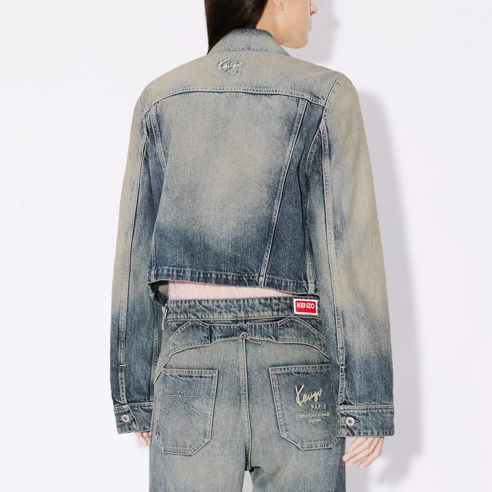 Purchase (W) KENZO シングルブレスト デニムジャケット ブルー. FE52DV2456I7-DY