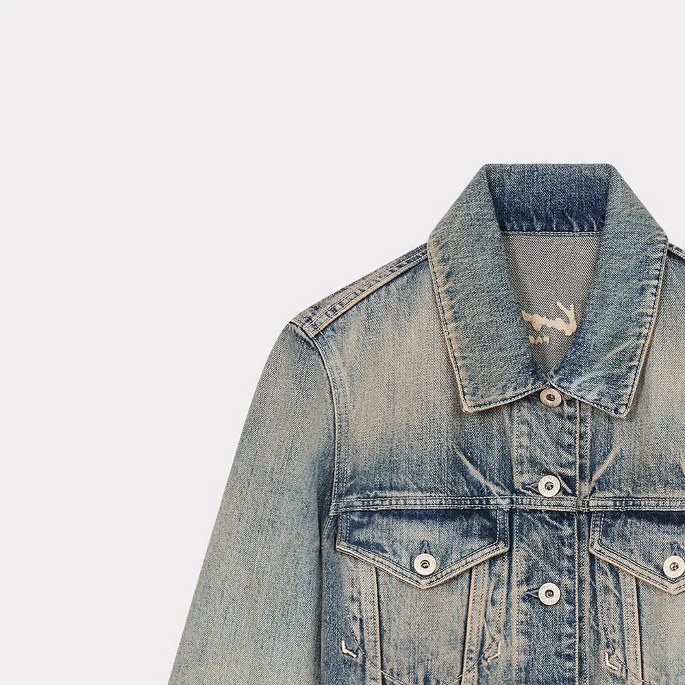 Cheap (W) KENZO シングルブレスト デニムジャケット ブルー. FE52DV2456I7-DY