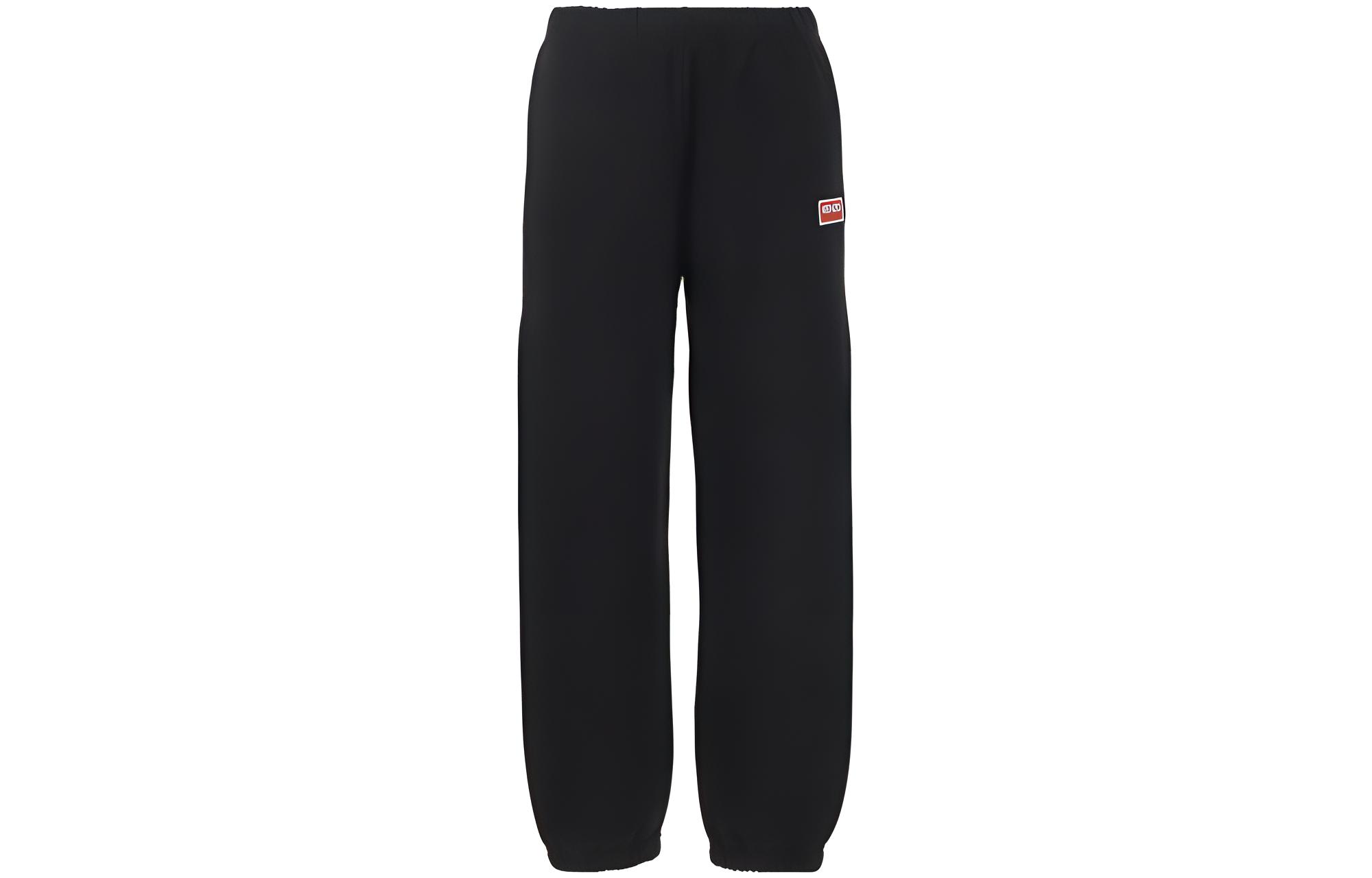 (Women) KENZO  Slim Fit Knit Track Pants Black Long Straight-Cut Design. FD62PA7154MF99J