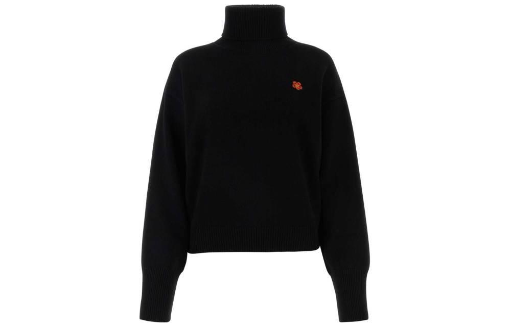 Order (W) KENZO 黑色纯色花卉高领毛衣 FD62PU4323LC99J