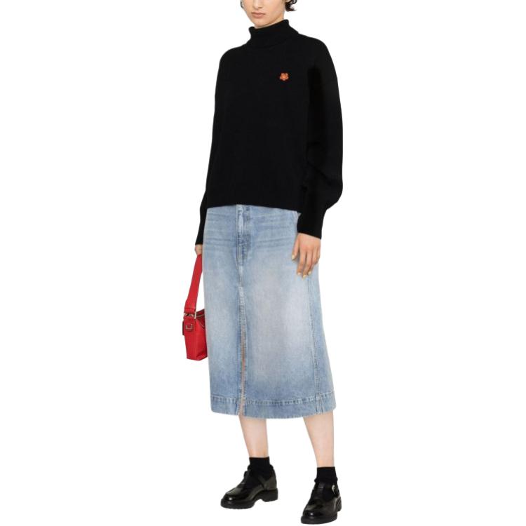 Purchase (W) KENZO 黑色纯色花卉高领毛衣 FD62PU4323LC99J