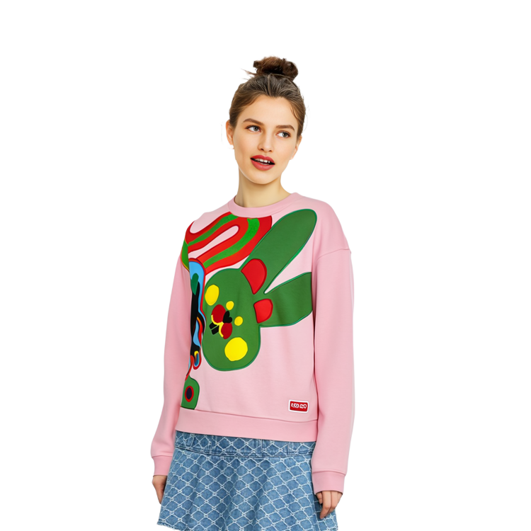 Shop (Women) KENZO  SS23 Chinese New Year Rabbit Print Crewneck Sweatshirt Limited Edition FD52SW0444MF-30