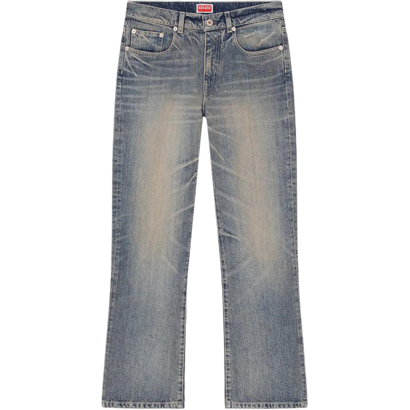 (Women) KENZO  Straight-Leg Embroidered Denim Jeans in Blue. FE52DP2296I7-DY