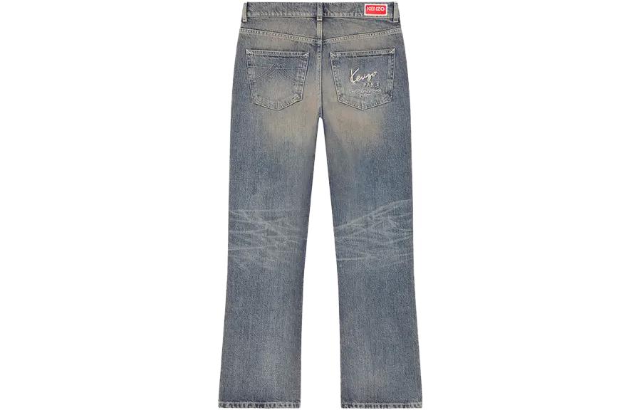 Lookbook (Women) KENZO  Straight-Leg Embroidered Denim Jeans in Blue. FE52DP2296I7-DY