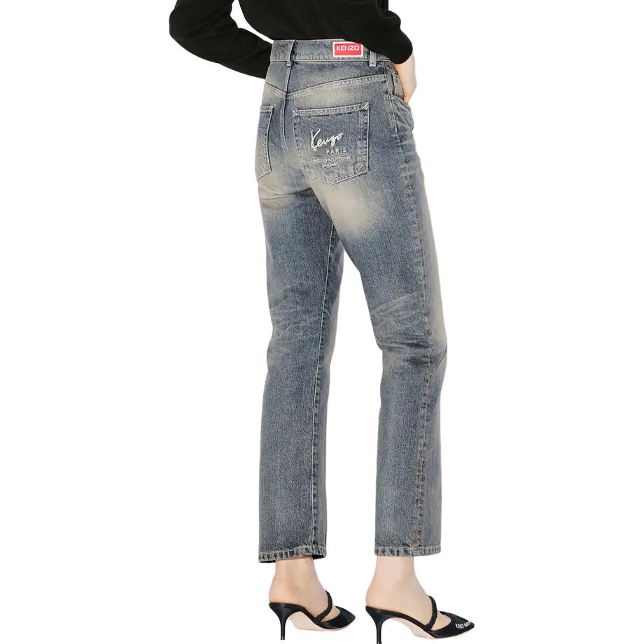 Purchase (Women) KENZO  Straight-Leg Embroidered Denim Jeans in Blue. FE52DP2296I7-DY