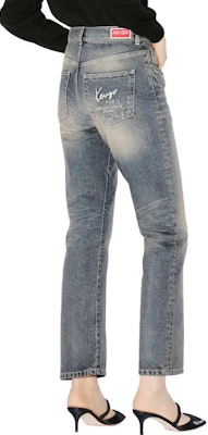 (Women) KENZO Straight-Leg Embroidered Denim Jeans in Blue. FE52DP2296I7-DY Purchase (Women) KENZO Straight-Leg Embroidered Denim Jeans in Blue. FE52DP2296I7-DY