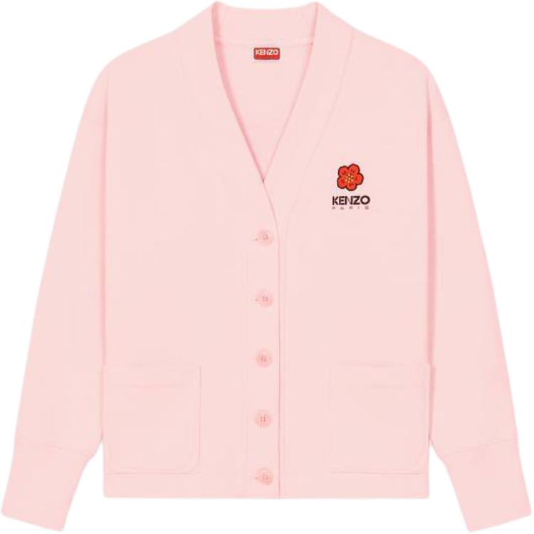 (Women) KENZO  V-Neck Button-Up Knit Cardigan Pink Graphic Print. FD52SW0374ME-34