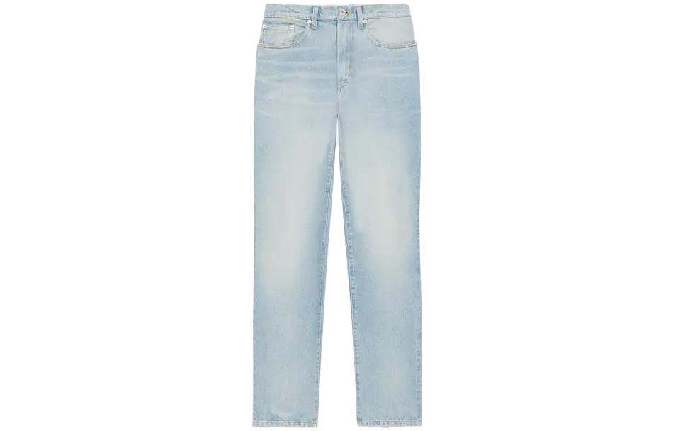 (Women) KENZO  Washed Zip Fly Straight-Leg Jeans Light Blue FD62DP2106B8-DS